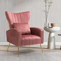 ZJhome Modern Living Room Chairs Velvet Accent Chair Armchair with Lumbar Pillow, High Back Bedroom Chairs Vanity Chair Barrel C