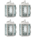 Vela Lanterns Mini Small Decorative Moroccan Candle Lantern Holders, White, 4pk