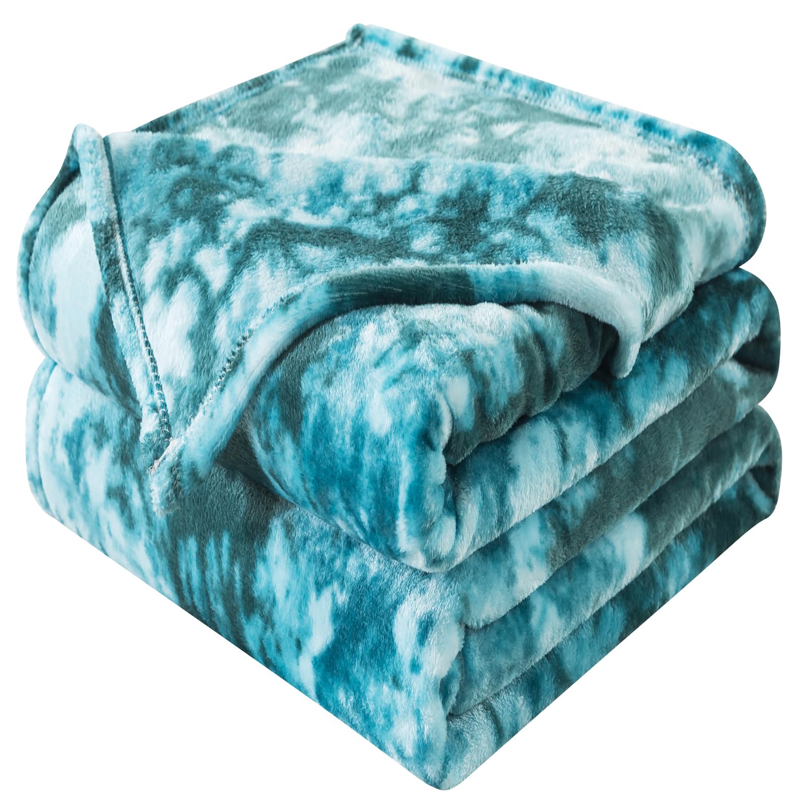 Fuzzy Throw Blanket Travel Size - Teal, Soft And Comfy, Plush And Furry Faux Fur, Reversible Throw Blankets For Sofa And Bed, 50