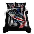 Hosima Snowy Forest Deer Comforter Set With 2 Pillowcases,Camo American Flag Comforter Full Size Hunting Bedding Set For Teen Me