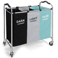 Laundry Basket, Large Laundry Hamper with Wheels, 3 Section Laundry Bag Organizer for Dirty Clothes; Dorm Room Essentials, Towel