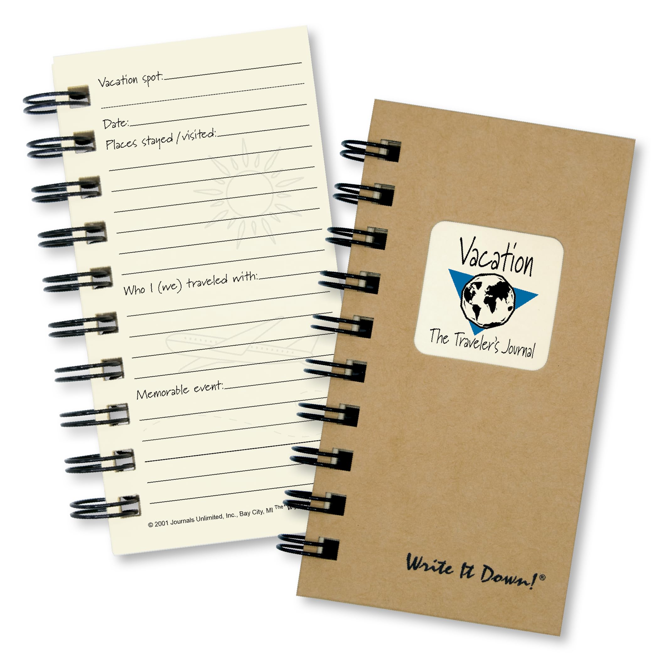 Write It Down Series By Journals Unlimited, Guided Journal, Vacation, The Traveler'S Journal, Mini-Size 3   X5.5   , Kraft Hard