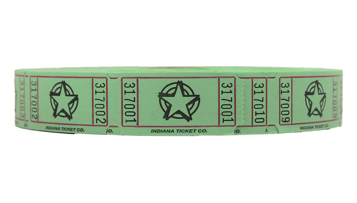 Indiana Ticket Co. 2,000 Geen Star Tickets, Single Roll - 4 Color Selection - Classroom Rewards, Events, Fundraisers, Door Entry