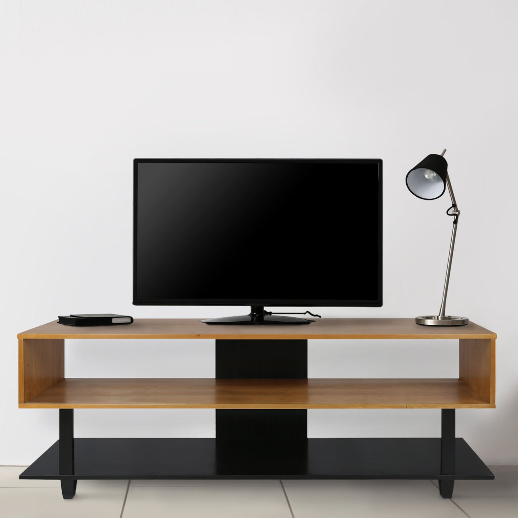 American Trails Creek Solid Wood Tv Stand, Natural Cherry, Black