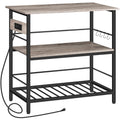 HOOBRO Kitchen Island with Storage, Kitchen Island Table with Power Outlet, 3 Tier Coffee Station and Microwave Stand, for Home,