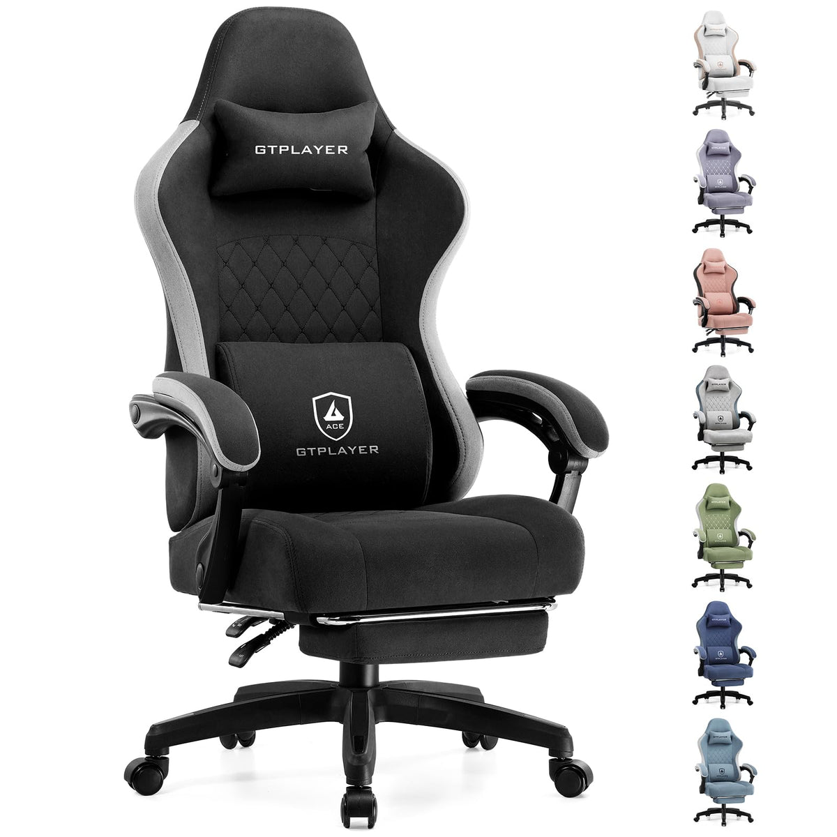 GTPLAYER Gaming Chair, Computer Office Chair with Pocket Spring Cushion, Linkage Armrests and Footrest, High Back Ergonomic Comp