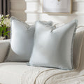 Futei Light Blue Boho Throw Pillow Covers With Tassels 22X22 Inch Set Of 2,Soft Velvet Decorative Cushion Case,Home Decor For Co