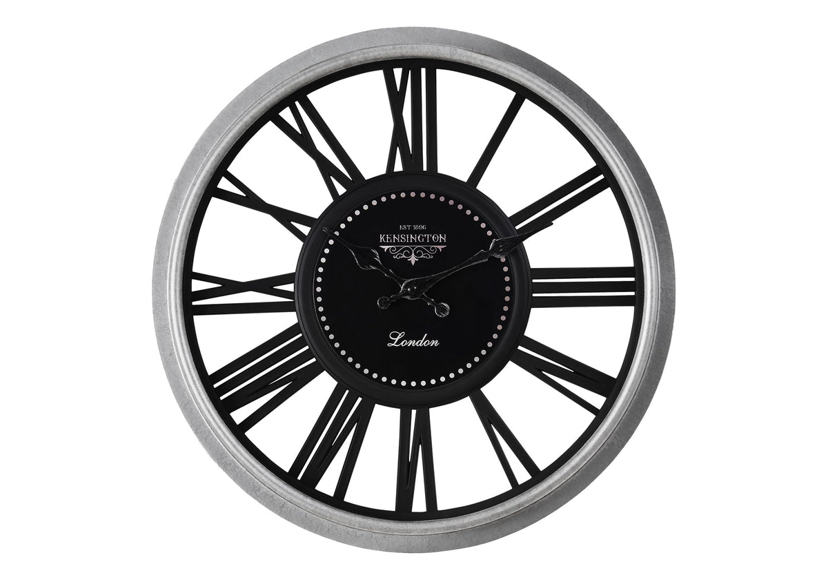 Monarch Specialties I 9086 Clocks, 16' Round, Wall Clock, Silver, Black, Transitional