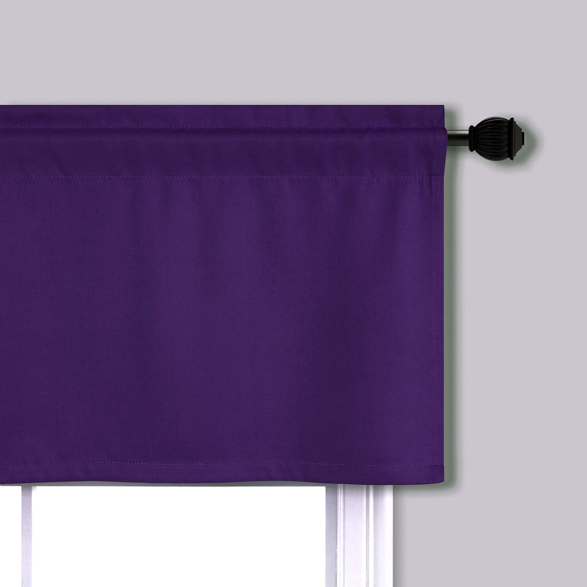 Mrs.Naturall Royal Purple Valance Curtains, 36"W x 16"L, Triple Weaved Textured Microfiber, Pack of 2, Blackout Fabric