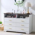 White Dresser for Bedroom Wooden, 6 Drawer Dressers & Chests of Drawers, Modern Wood Tall Dresser, 48 Inches Wide Chest of Drawe