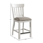Drake Bar Stool, Slat Back Counter Height, Set of 2, Rustic White & French Oak