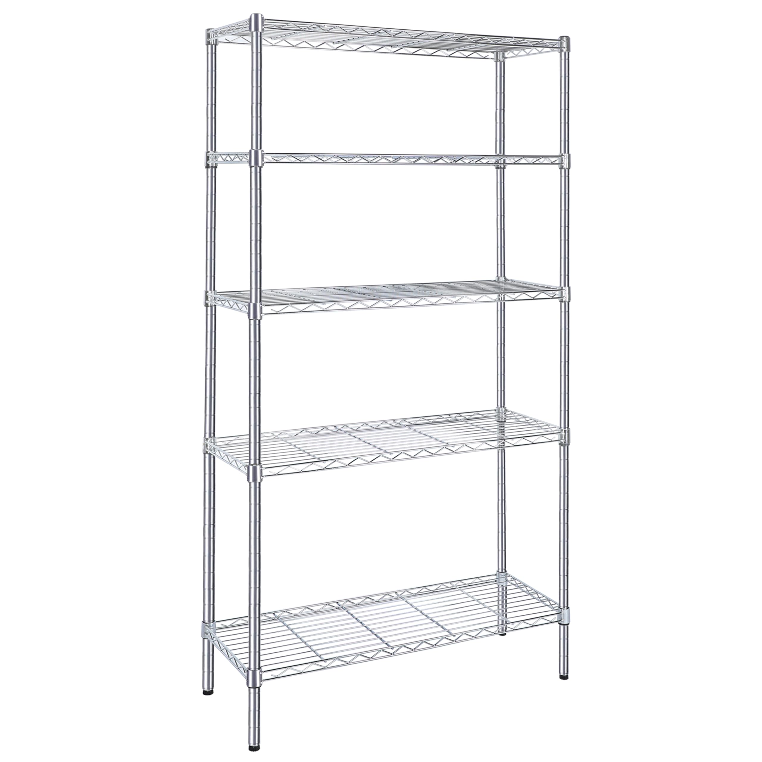 Simple Deluxe 5-Tier Storage Shelves, 35.83 W x 13.98 D x 71.7 H Wire Metal Shelving Unit, 1250 Lbs Loading Capacity, Chrome