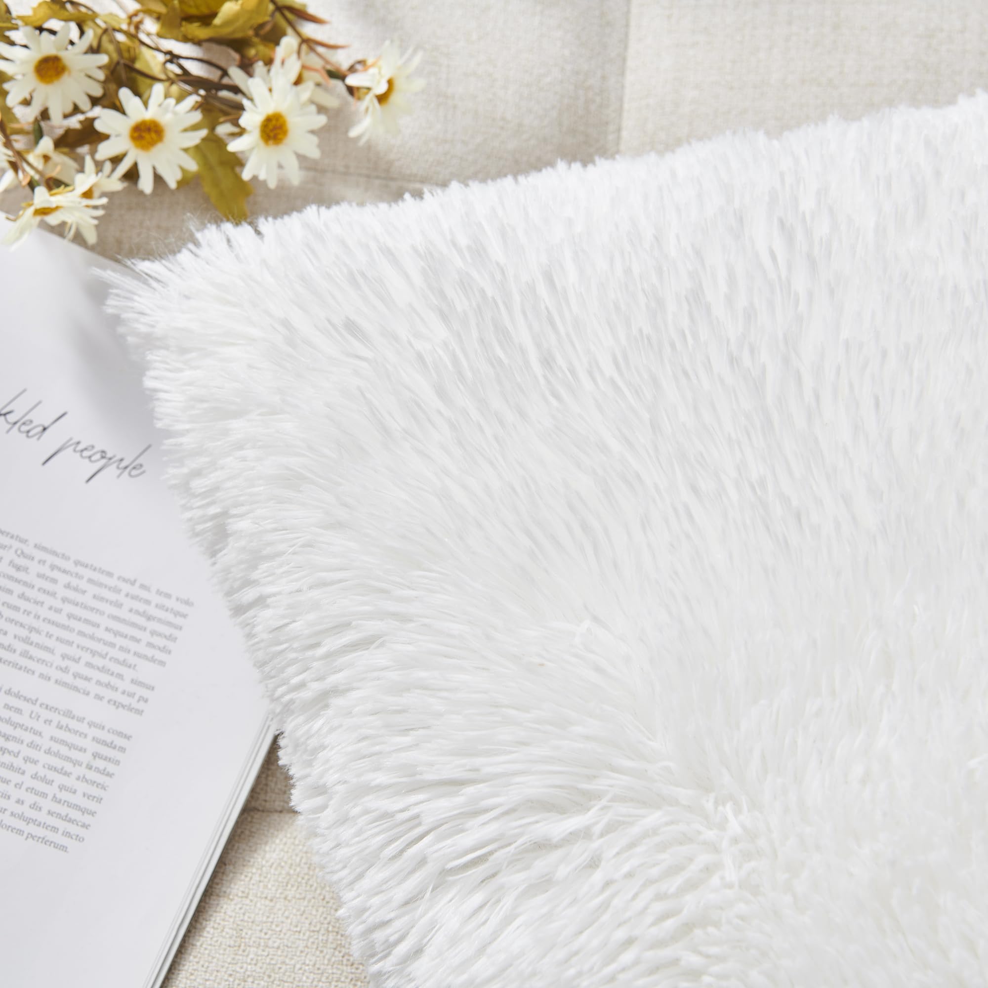 Nordeco Home Luxury Soft Faux Fur Fleece Cushion Cover Pillowcase Decorative Throw Pillows Covers, No Pillow Insert, 12'' X 20''