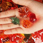 100Pcs Acrylic Leaves Mini Pumpkins Acorns Maple Leaves Acrylic Fall Decorations, Thanksgiving Table Scatter Fall Vase Filler Ge