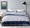 Sleepbella Comforter Twin Size, 600 Thread Count Cotton White And Navy Striped Patchwork Reversible Pattern Reversible Blue Comf