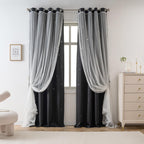 Yancorp Black Curtains For Bedroom Living Room Thermal Insulated Kids Curtain Hollow-Out Star Window Nursery Curtain 96 Inches Length Room Darkening Grommet(Black,52 * 96),1 Panel