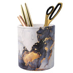 Waveyu Marble Pen Holder For Desk, Pencil Organizer Office Decor, Makeup Brush Holder Large Pu Leather Multi-Functional Organize