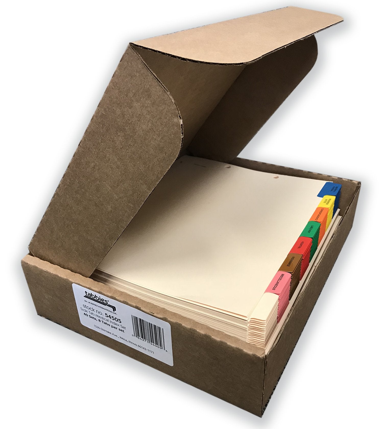 Tabbies 54505 Medical Chart Divider Sets, Side Tab, 9 X 11, 40 Sets/Box (Tab54505), Assorted, Black, Manila