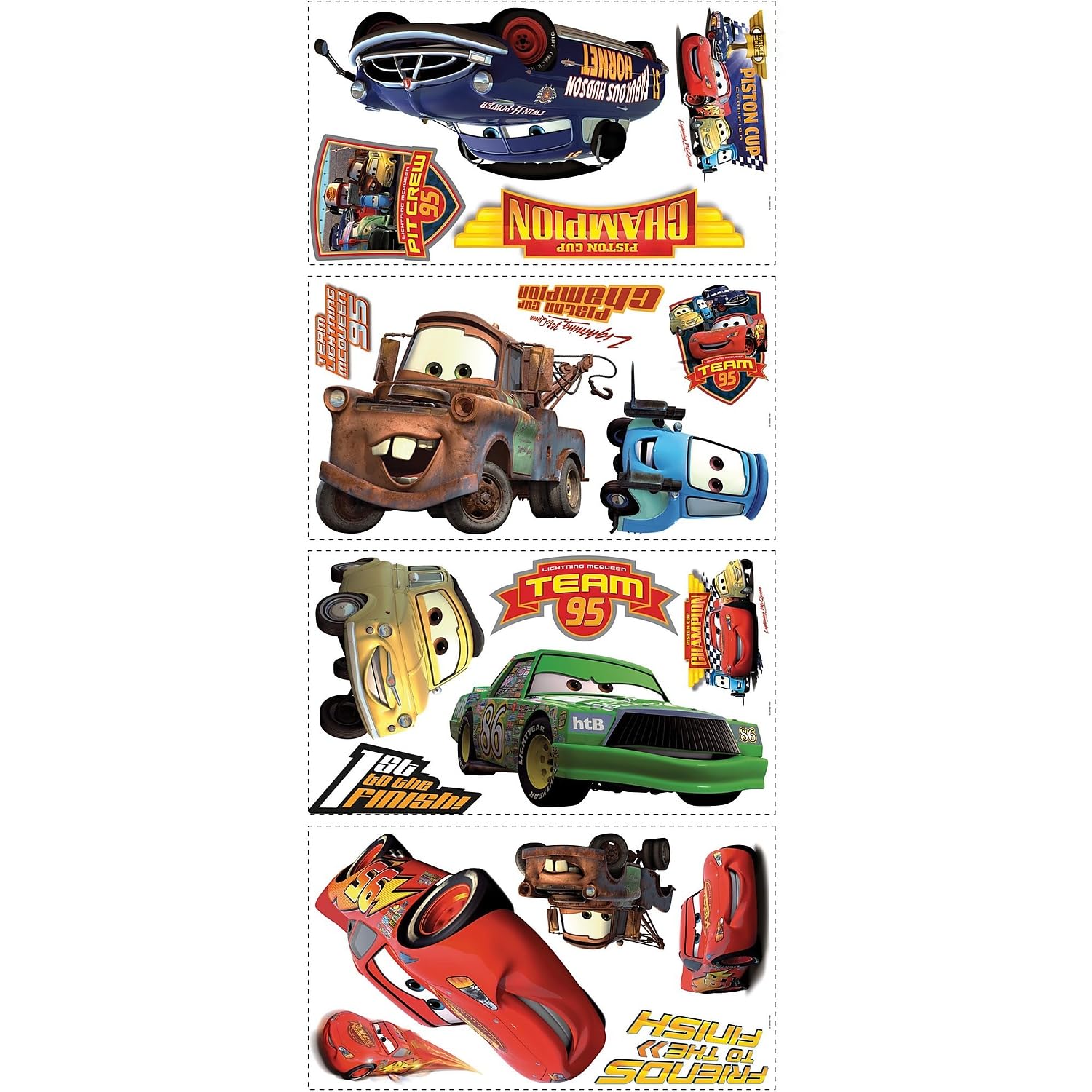 RoomMates RMK1520SCS Cup Champs Cars-Piston Peel & Stick Wall Decal