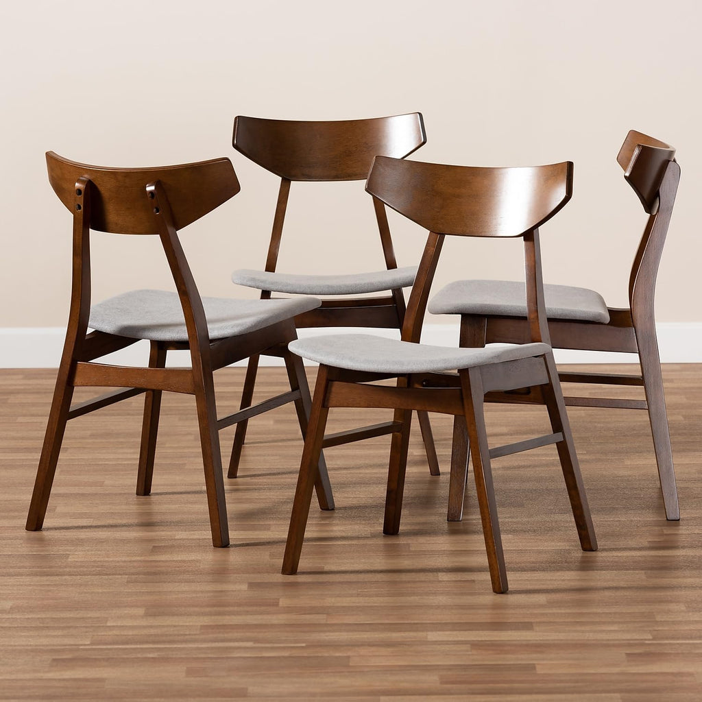 Baxton Studio Danica Gray Upholstered Wood 4-Piece Dining Chair Set