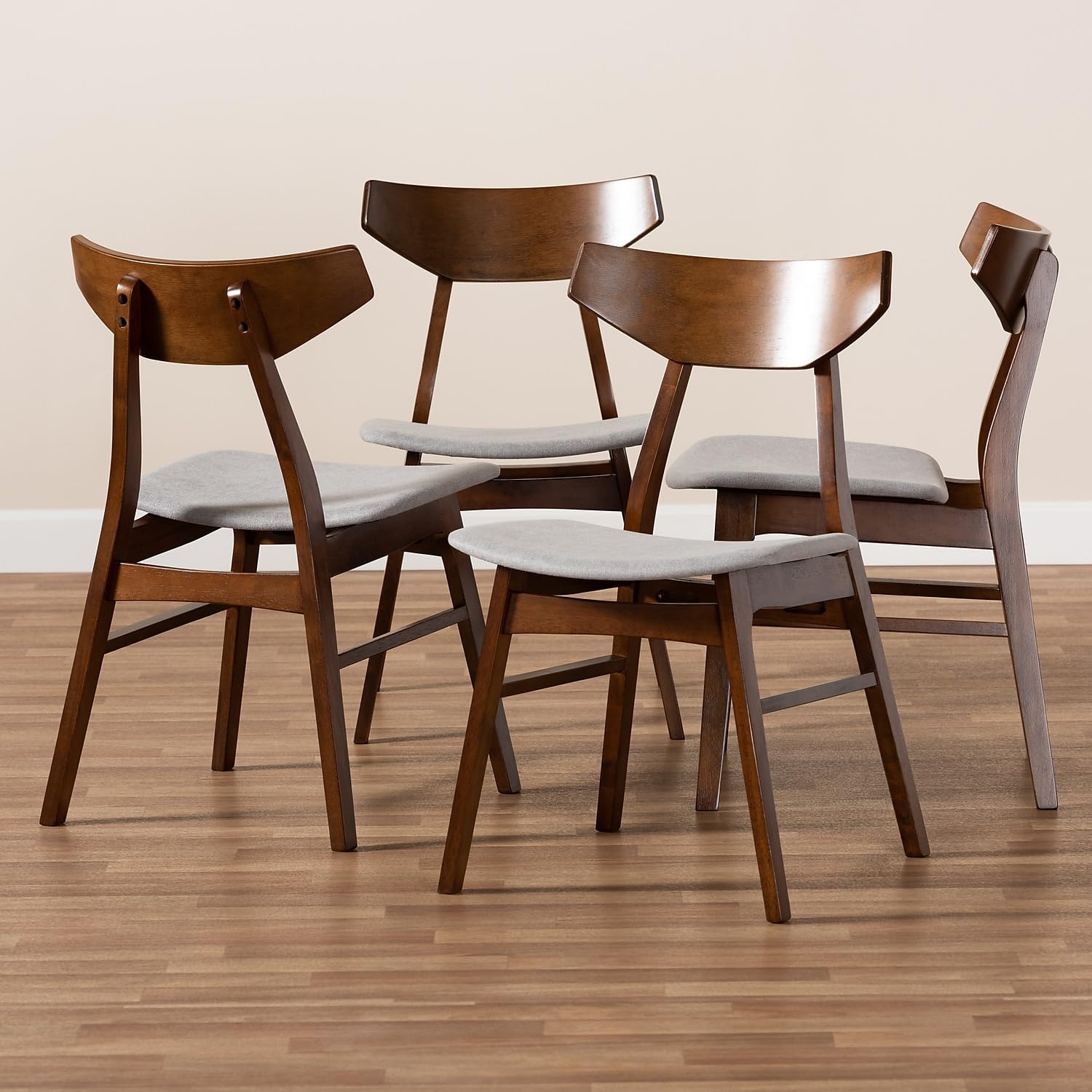 Baxton Studio Danica Gray Upholstered Wood 4-Piece Dining Chair Set