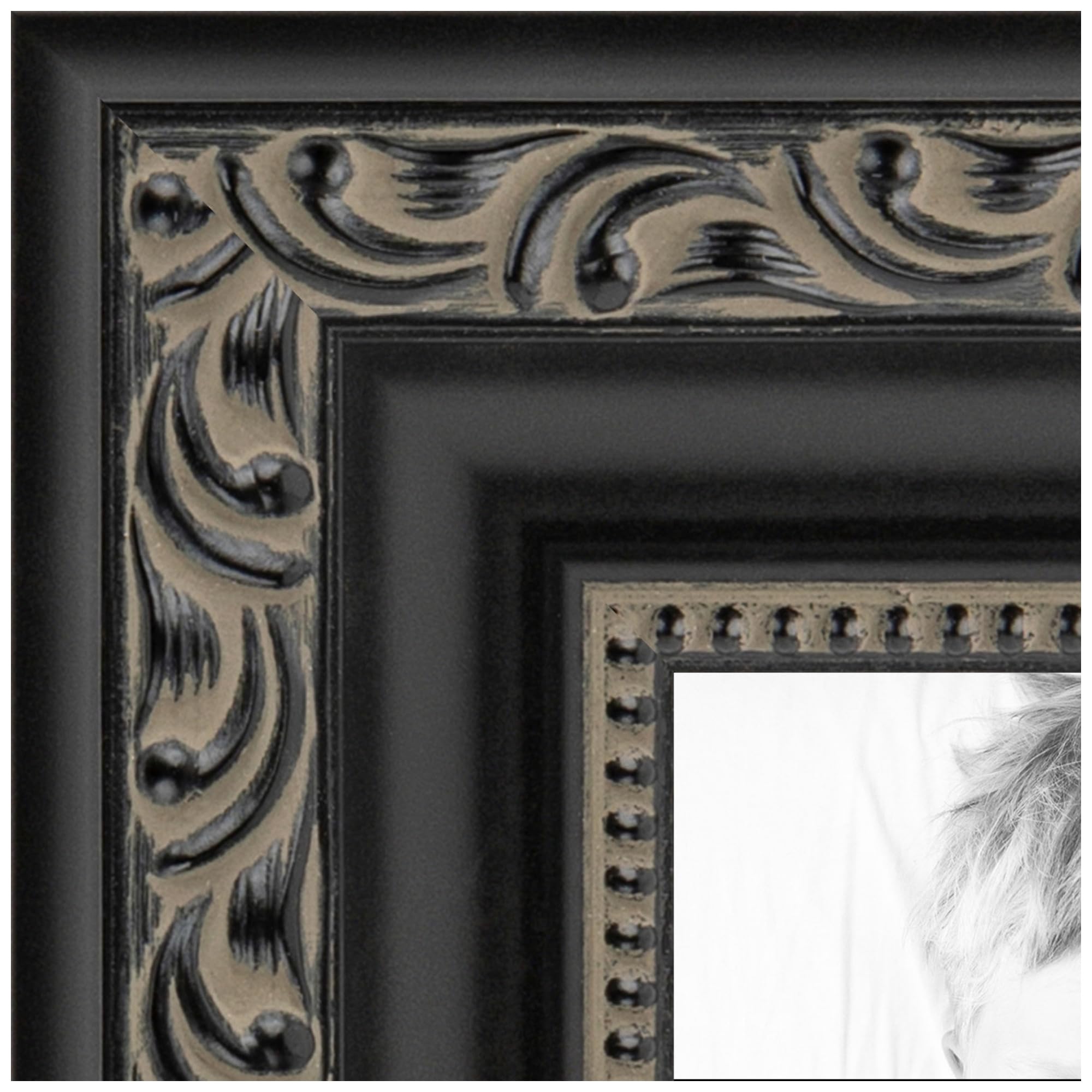 ArtToFrames 4x6 Inch Black Picture Frame, This 1.25 Inch Custom Poster Frame is Antique Black - Comes with Regular Glass and Cor