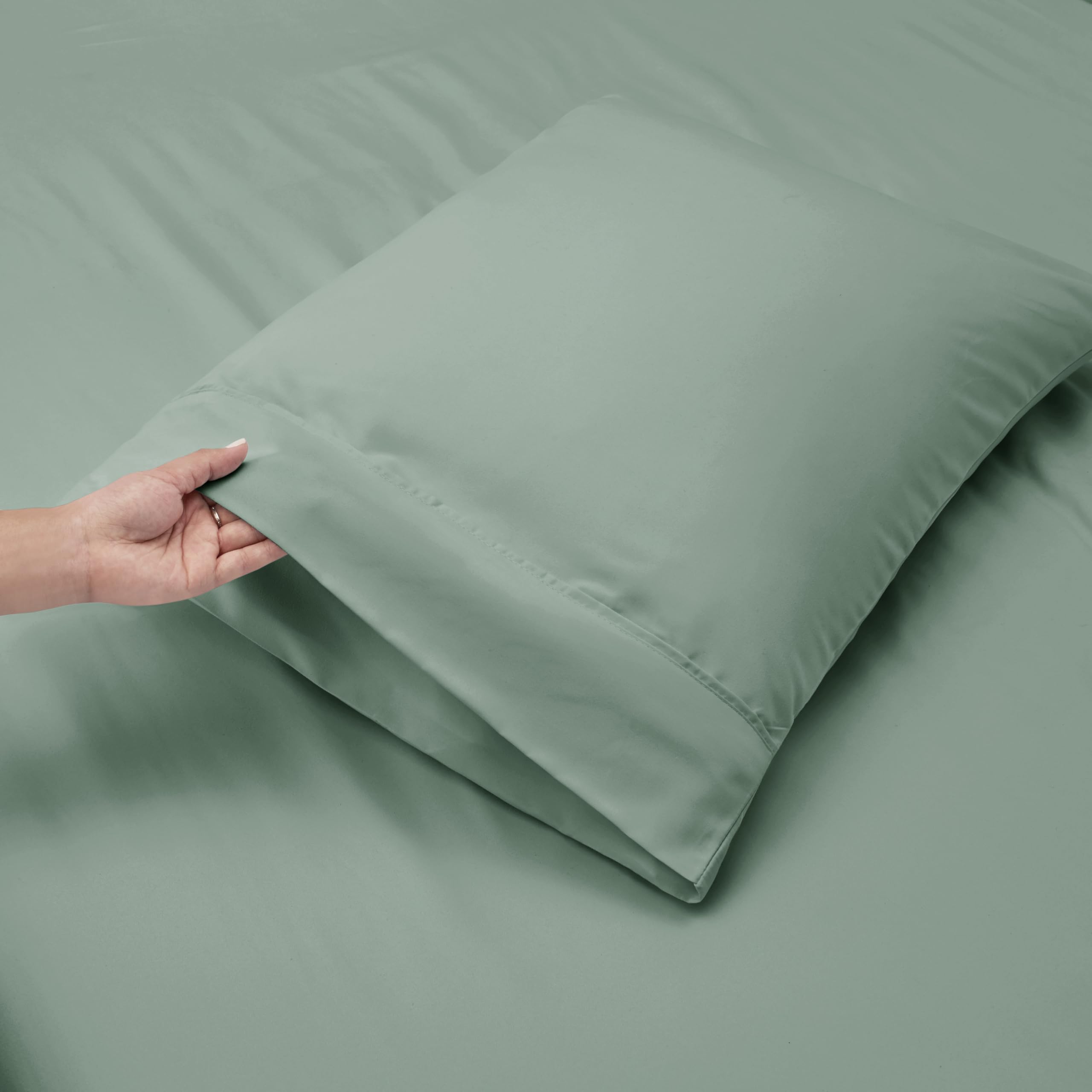 Nestl Extra Deep Pocket Sheets - Fits Mattress 18-24 Inches Deep, Extra Deep Pocket King Size Sheets Sets, 4 Piece King Size Sheets, King Sheets Deep Pocket, Green Sheets