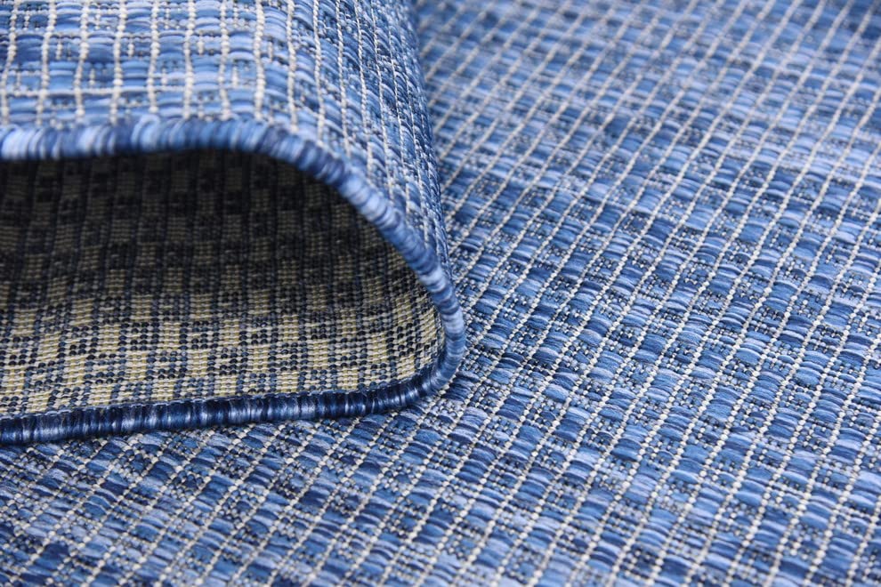 Unique Loom Collection Casual Transitional Solid Heathered Indoor/Outdoor Flatweave Area Rug (5' 3' X 8' Rectangle, Blue/Navy Blue)