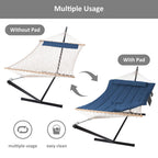 Suncreat Double Portable Rope Hammock With Stand Included, Outdoor Two Person Hammock With Polyester Pad, Navy