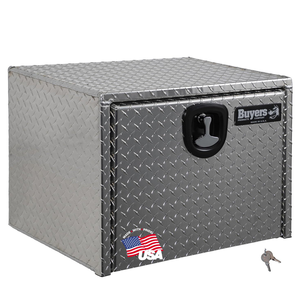 Buyers Products 1705130 Diamond Tread Aluminum Underbody Truck Tool Box W/Compression Latch, 24 X 24 X 24 Inch, Made In The Usa,