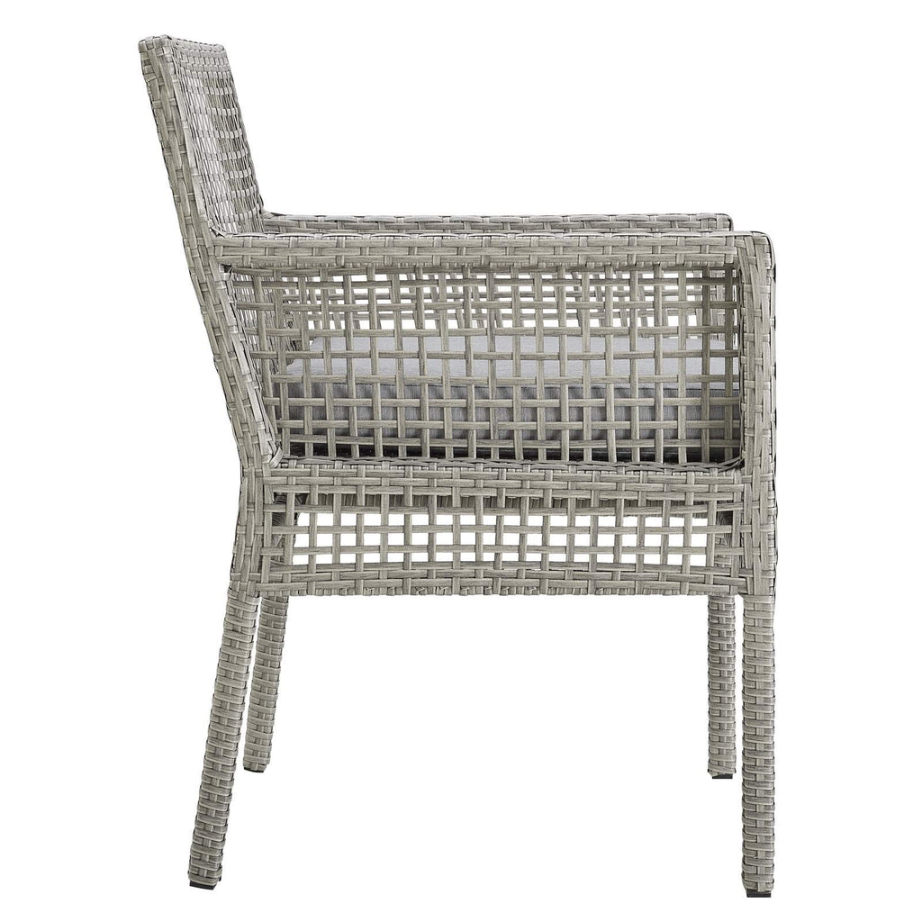 Modway Aura Wicker Rattan Outdoor Patio Two Dining Arm Chairs In Gray Gray