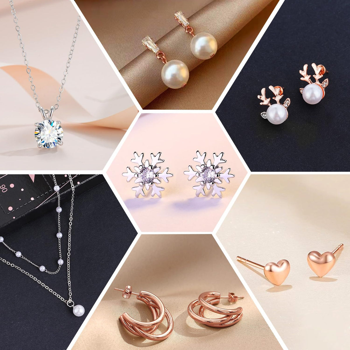Jewelry Advent Calendar 2023 Teen Girls Women, Rose Gold And Silver Charm Bracelet Countdown Calendar And Fashion Jewerly Earrin