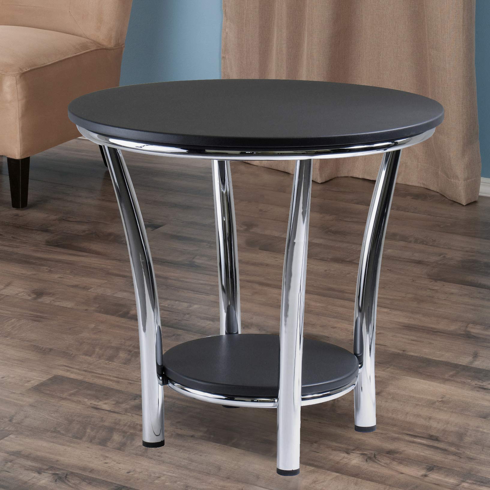 Winsome Maya Round End Table, 23.82" Medium Density Fiber, Black, Model 93219