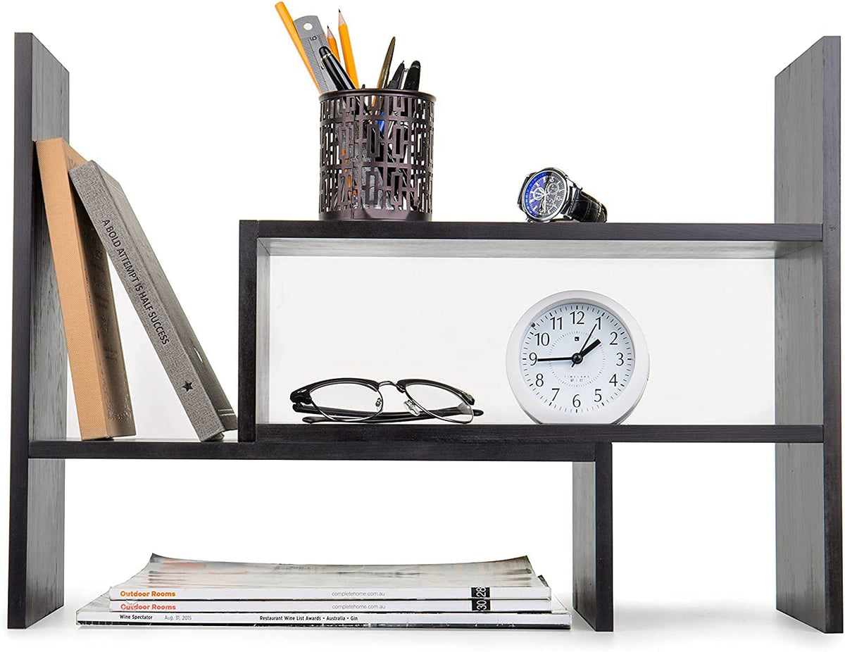 OFIXO Adjustable Wood Desktop Storage Organizer Display Shelf Rack | Counter Top Bookcase Book Shelf | Spice Rack | Home Dcor Di