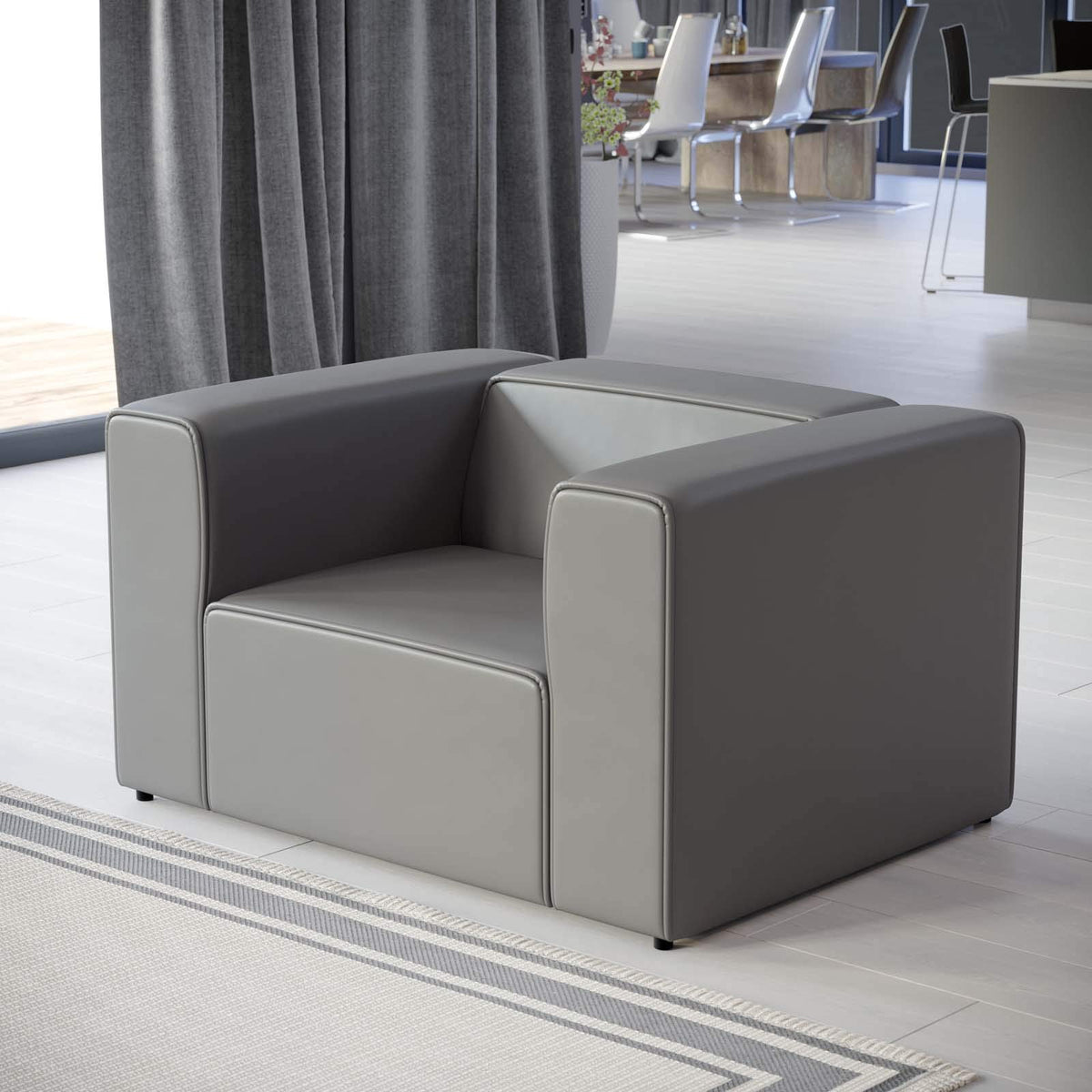 Modway Mingle Vegan Leather Lounge Armchair In Gray