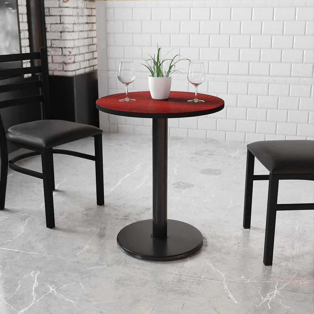 Flash Furniture 24'' Round Mahogany Laminate Table Top With 18'' Round Table Height Base