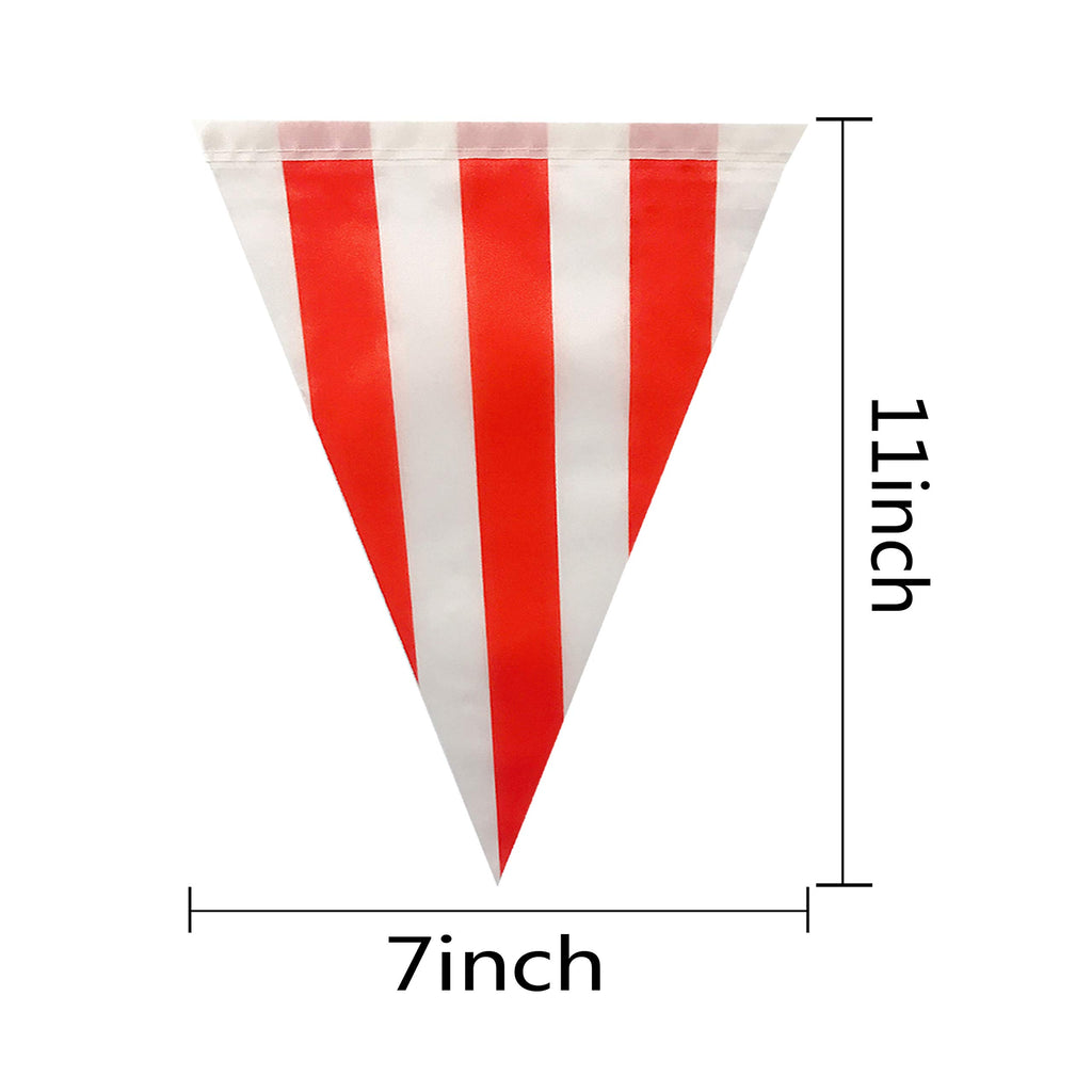 100 Feet Red & White Striped Pennant Banner Flags String 60 Pcs Indoor/Outdoor Triangle Bunting Flags,Party Decorations Supplies