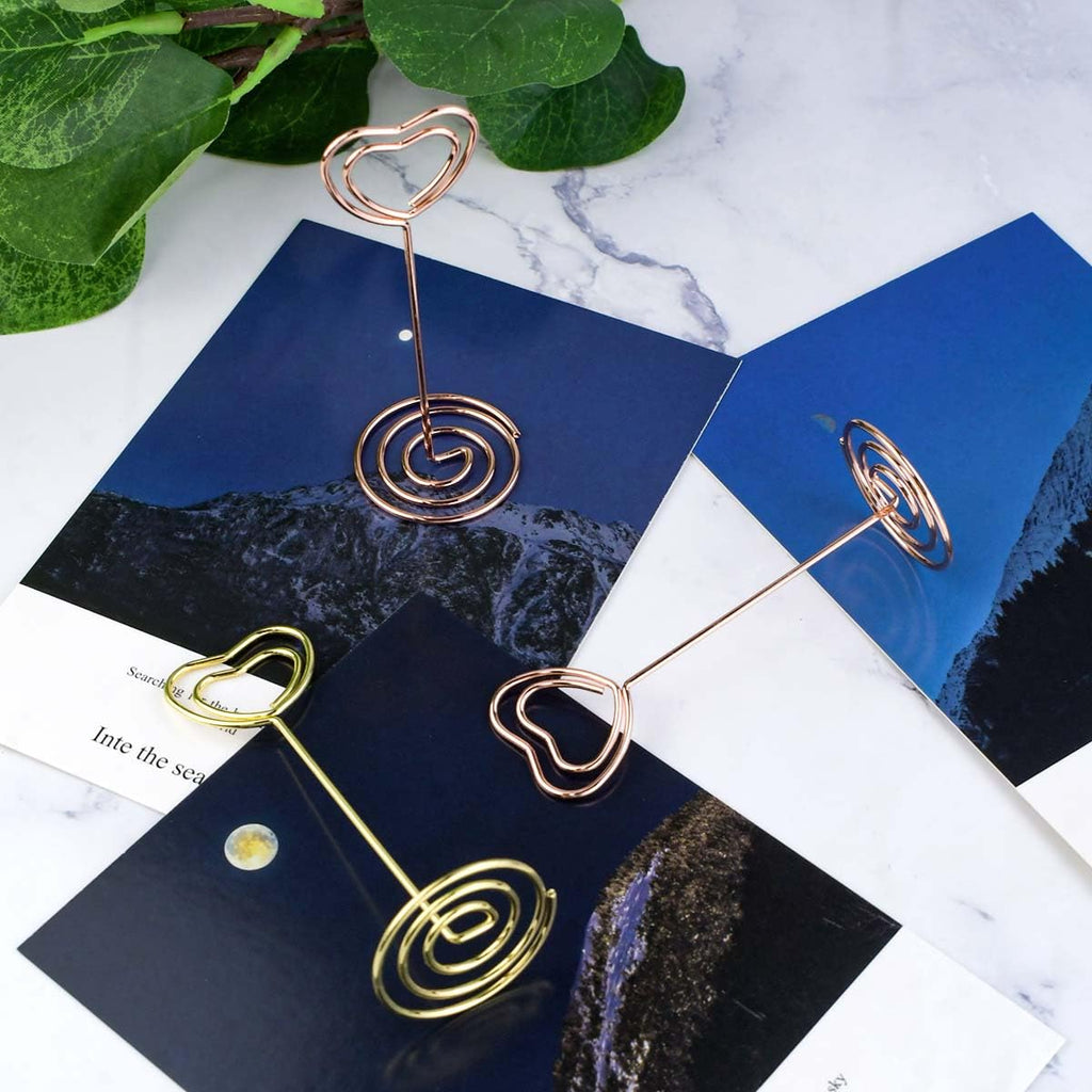 10 Pcs Table Number Holders Heart Shaped Table Number Stand Place Card Holder Mini Wire Table Card Holder Picture Photo Holders