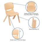 Flash Furniture 4 Pack Natural Plastic Stackable School Chair with 12'' Seat Height