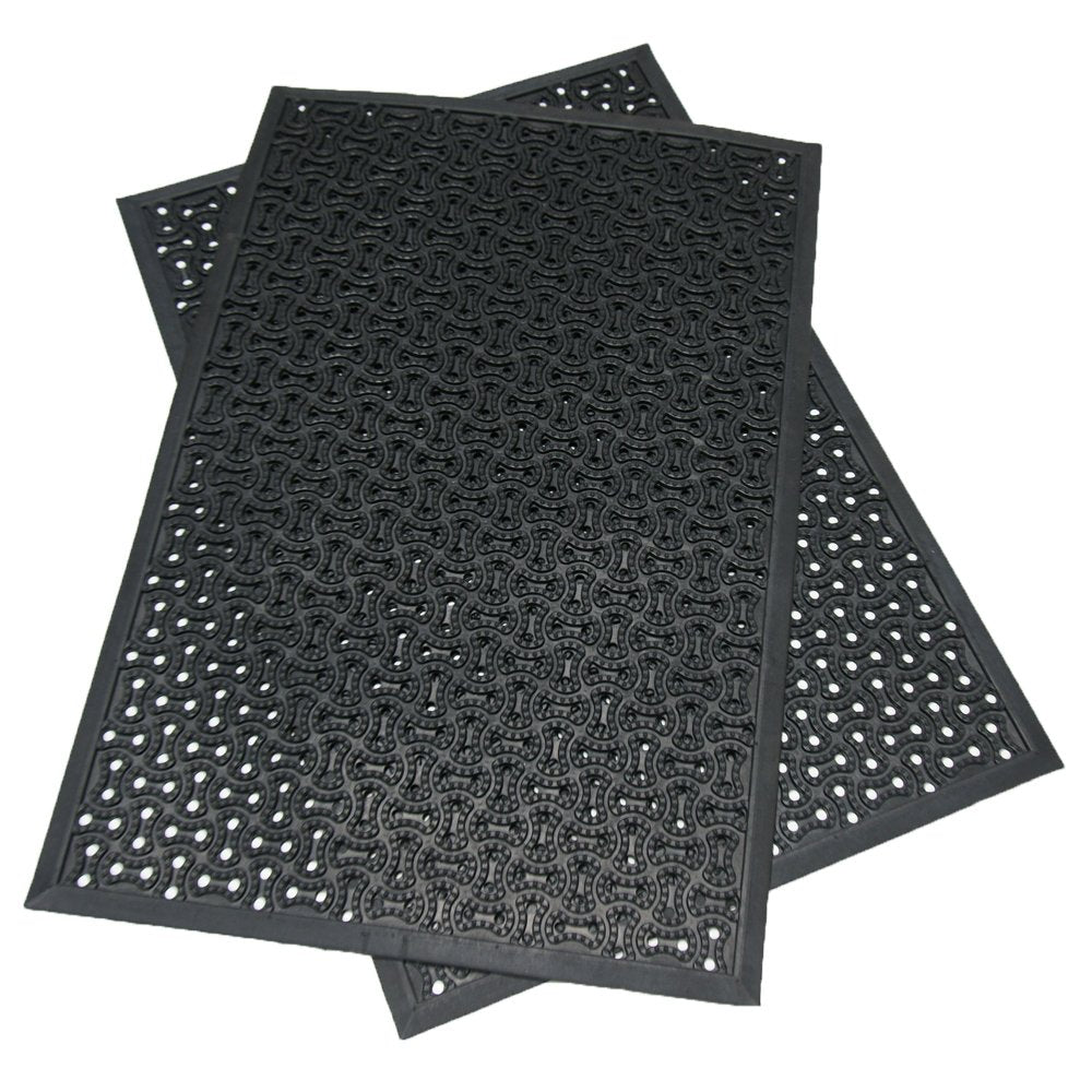 Rubber-Cal Dura-Scraper Drainage Commercial Door Mat - 3/8 in x 2 ft x 3 ft - Black Rubber Doormats