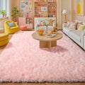 Amdrebio Pink Rug for Girls Bedroom, 9x12 Rug, Large Fluffy Area Rugs for Living Room Decor, Big Furry Shag Carpet for Teens Roo