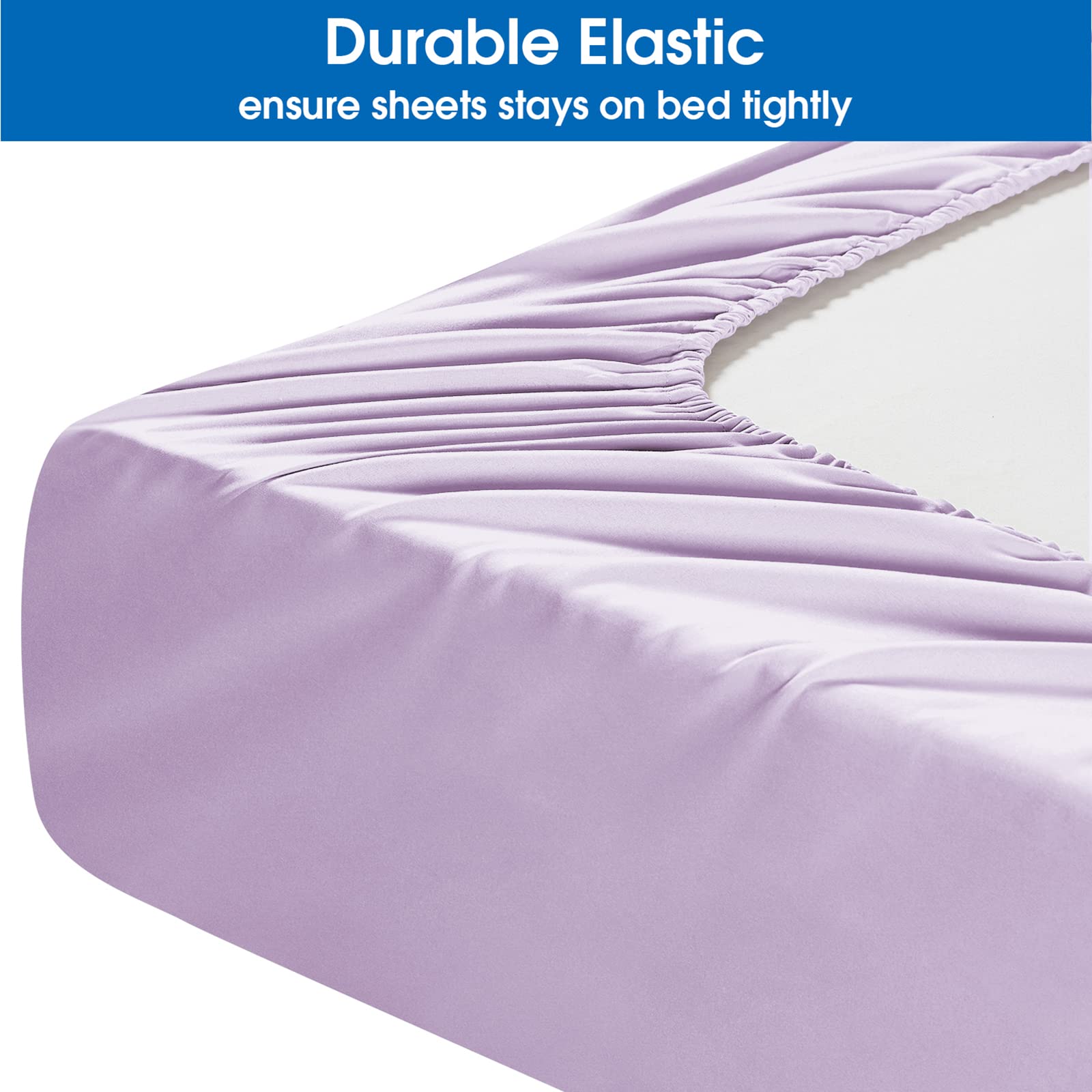 Homeideas King Size Bed Sheets - 6 Piece Set (Lavender) - Extra Soft Brushed Microfiber 1800 Bedding Sheets, Deep Pocket, Wrinkle & Fade Free