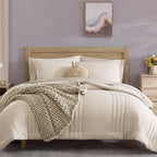 Monbix Comforter King Size, King Comforters Set 7 Piece, Breathable Solid Bedding Sets King With Comforters, King Bed In A Bag W