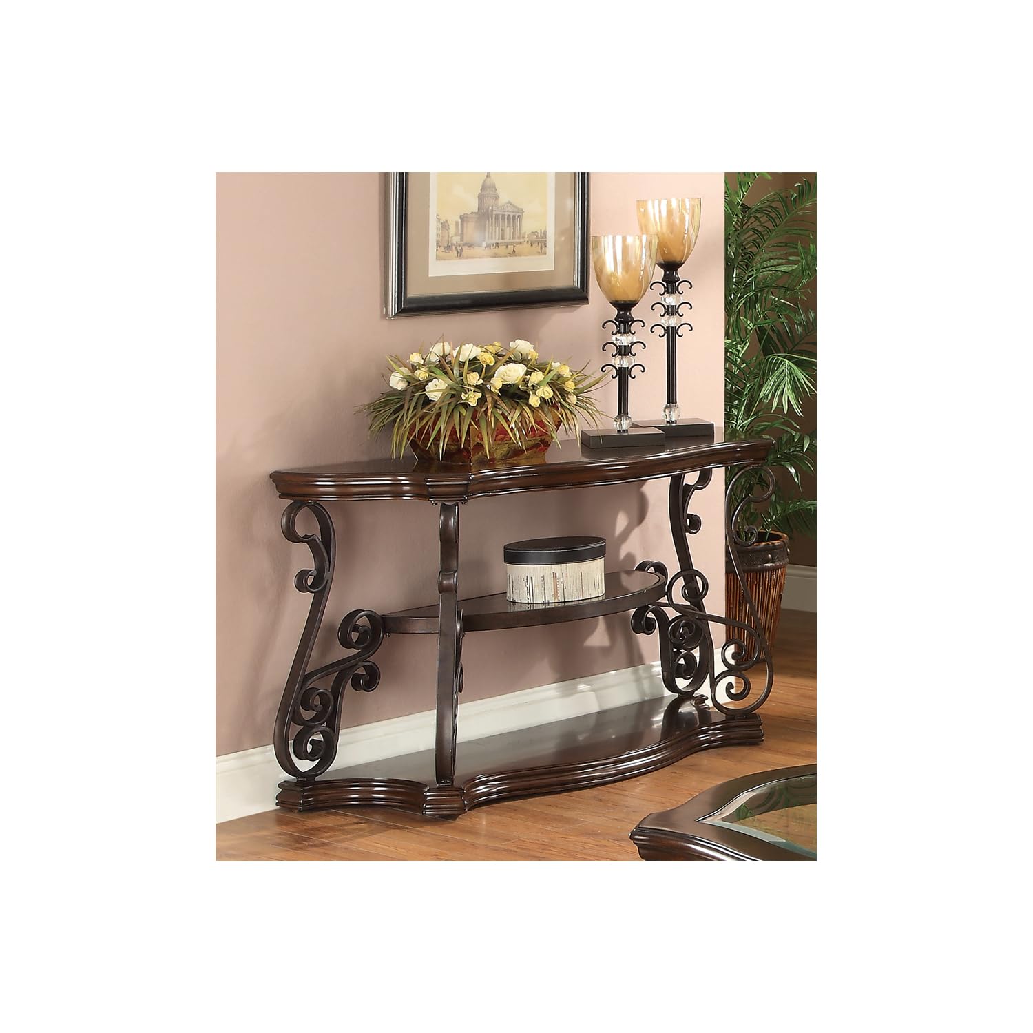 Coaster Furniture Sofa Table with Tempered Glass Top Deep Merlot 702449
