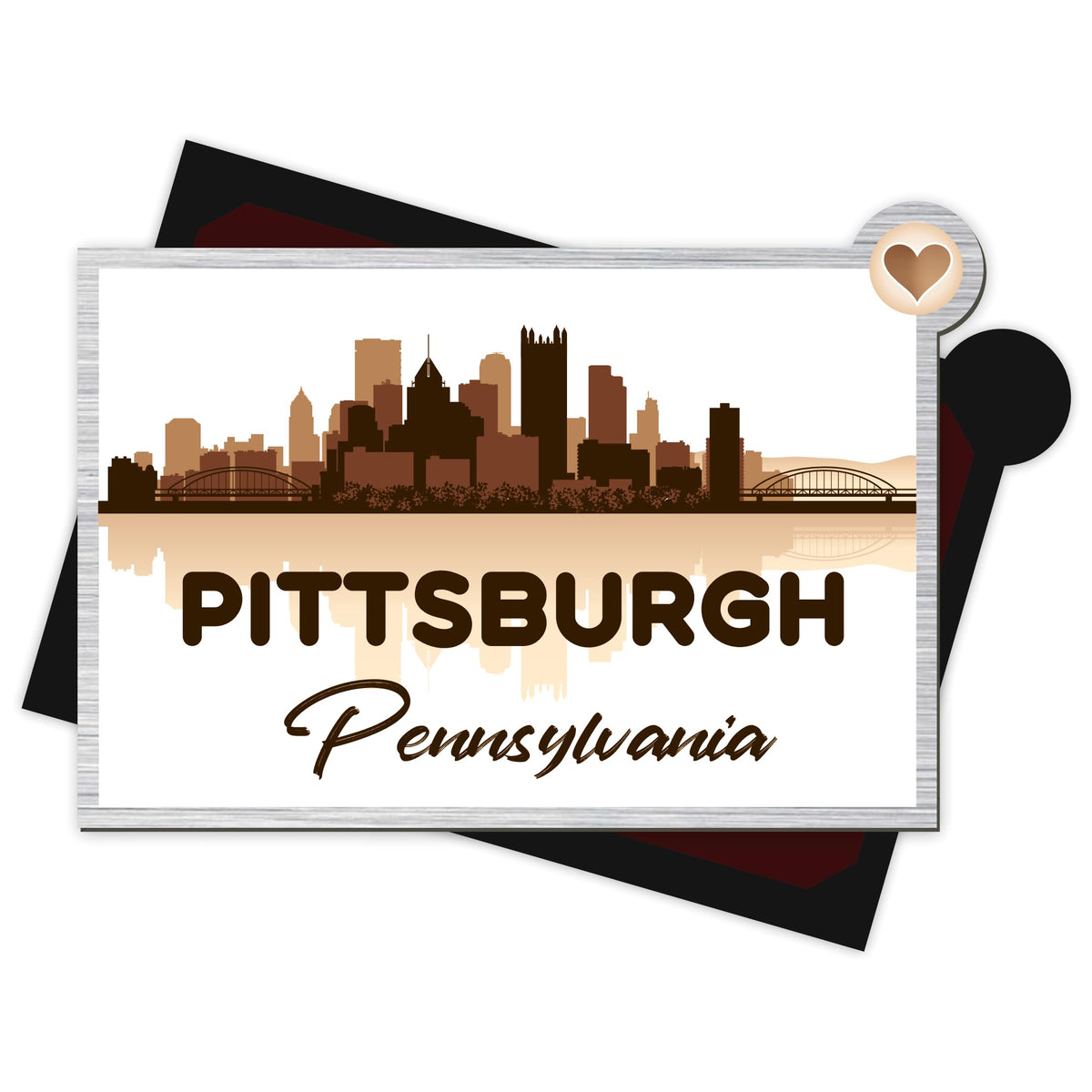 Connect & Collect Pittsburgh Famous City Silver Abs Fridge Magnet | 2X3 Inches, 1.5Mm Thick Quality Finish | Gift For New Home A