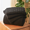 Aormenzy 60X80 Throw Blanket, Soft Cozy Acrylic Throw Blanket, Cable Knit Throw Blanket For Couch Sofa Bed, Black