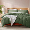 Nestl Olive Green Duvet Cover Full Size - Soft Double Brushed Full Size Duvet Cover Set, 3 Piece, With Button Closure, 1 Duvet C