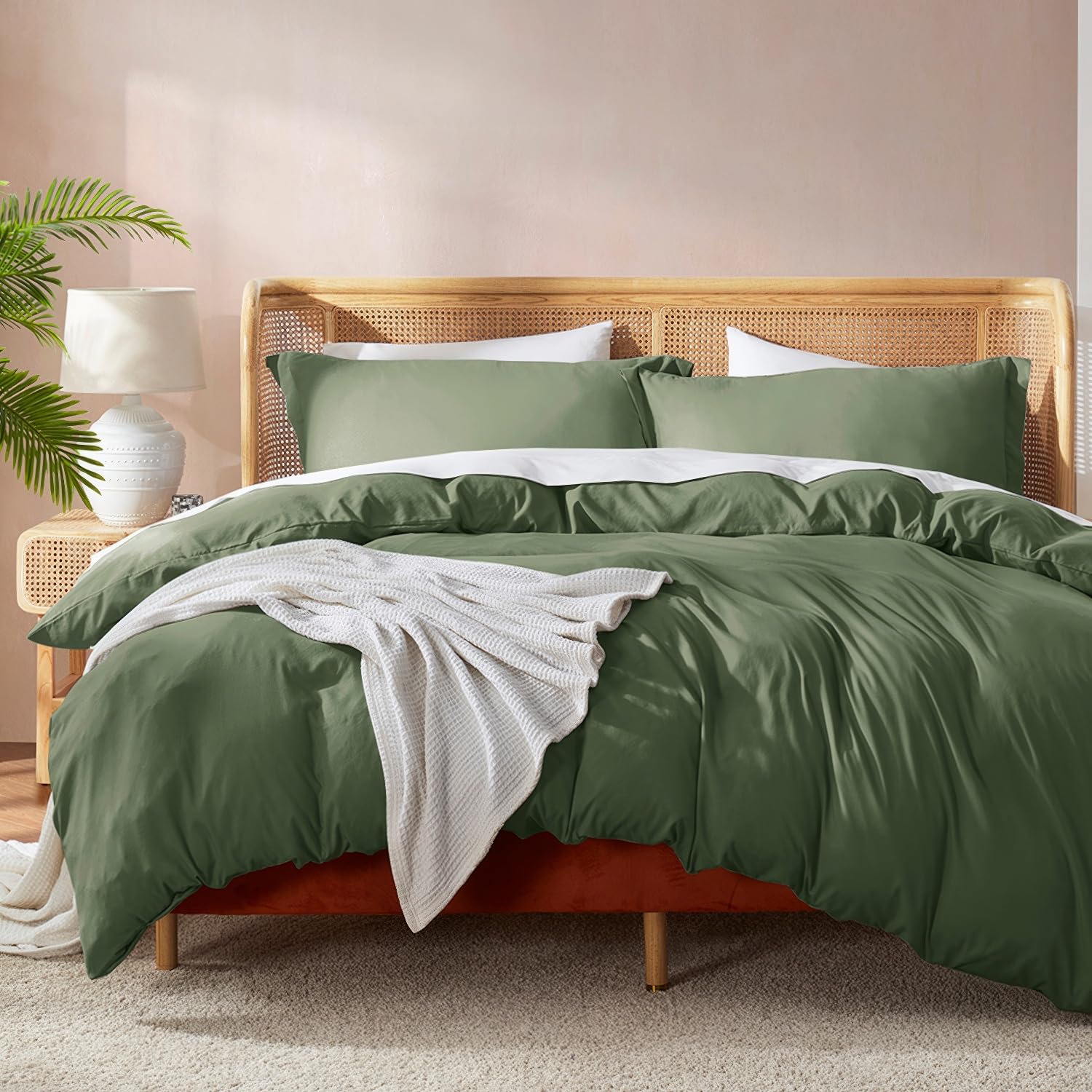 Nestl Olive Green Duvet Cover Full Size - Soft Double Brushed Full Size Duvet Cover Set, 3 Piece, With Button Closure, 1 Duvet C