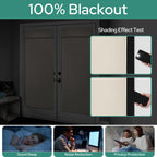 Homeideas 100% Blackout French Door Curtains, Privacy Door Curtains For Door Window, 34 X 40 Inch Room Darkening Curtains, Thermal Insulated Door Window Shades For Bedroom, (1 Panel, Beige)