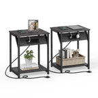 Vasagle End Table With Charging Station, Set Of 2, Small Side Tables For Living Room, Bedroom, Nightstand With Outlets And Usb Ports, Bedside Table With Storage Shelf, Misty Gray And Black